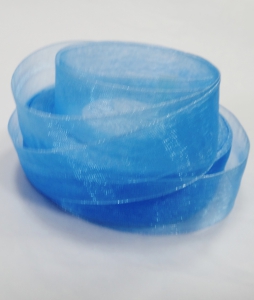 Лента органза 2,5 см цв.а-93 голубой ( в рулоне 46 метра)