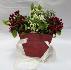 Коробка для цветов  деревянная (1 шт , 17х17х18  см)