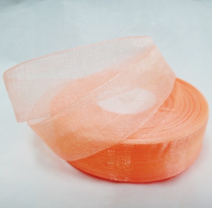 Лента органза 2,5 см , цвет персик  ( в рулоне 46 метра)