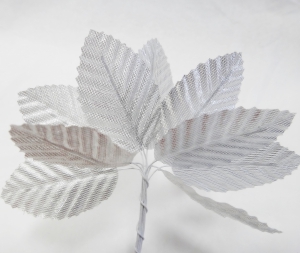 Листики 12 шт СЕРЕБРИСТЫЕ  (длина 10 см , листик 5 см) .